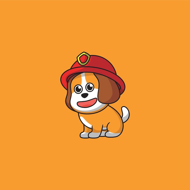 Cute Dog With Helm Mascot Logo Design Premium