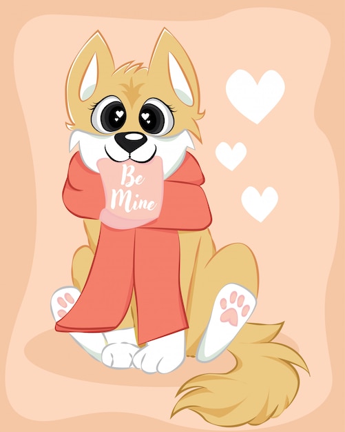 Cute doggy corgi be mine love character