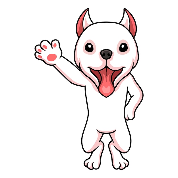 Cute dogo argentino dog cartoon waving hand