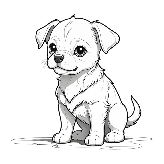 Cute dogs baby line art illustration