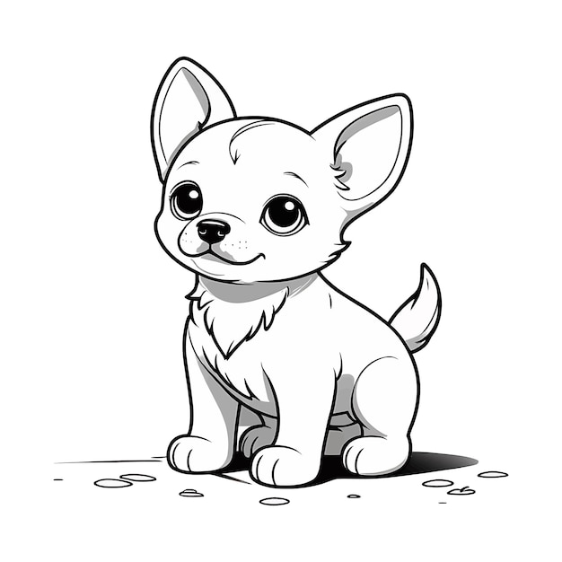 Cute dogs baby line art illustration