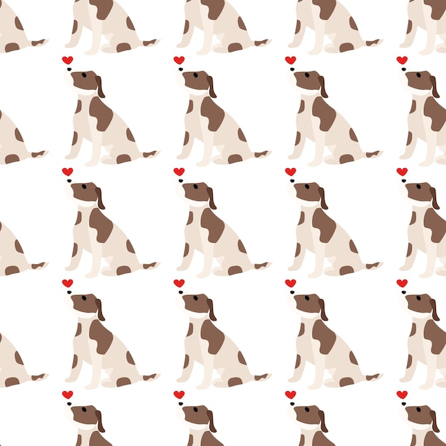 Cute dogs Jack Russell Terrier Fanny animals Vector hand drawn seamless pattern