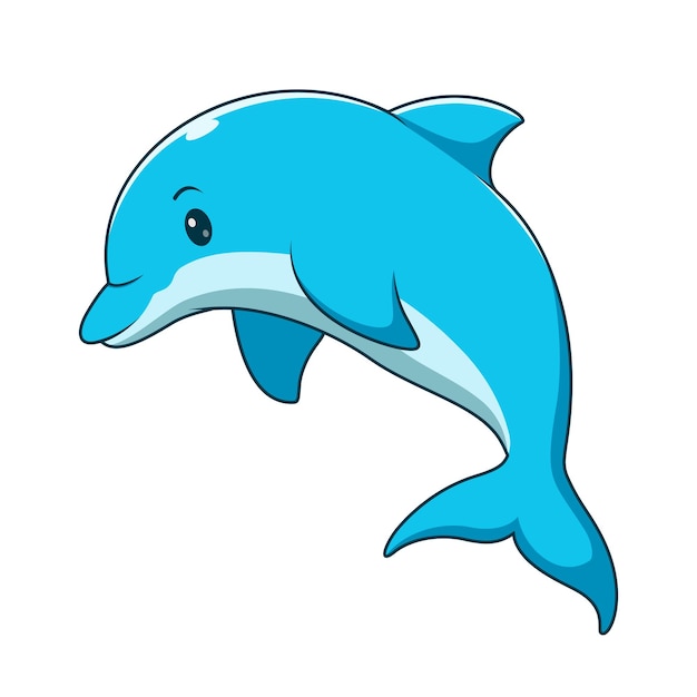 Cute Dolphin Cartoon Vector Icon Illustration