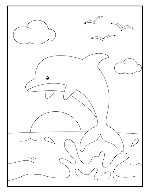 Cute dolphin coloring pages for children