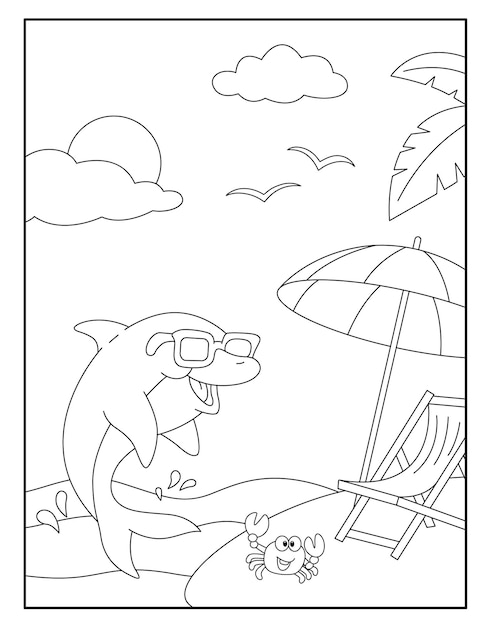 Cute dolphin coloring pages for children