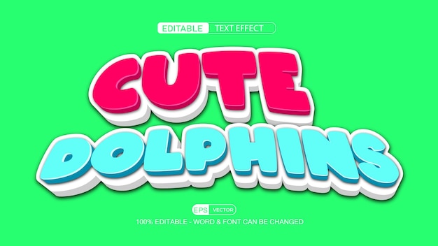 Cute Dolphin Editable Text Effect Vector With Cute Background