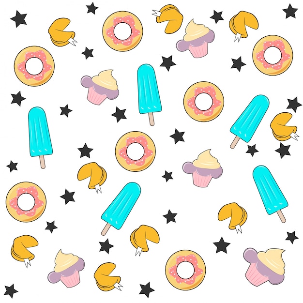 cute donut background, illustration in vector format