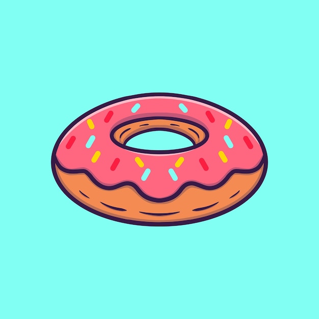 Cute donut cartoon vector icon illustration