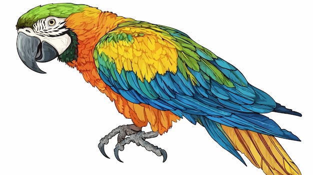 Vector cute doodle animal illustration for macaw parrot stock image