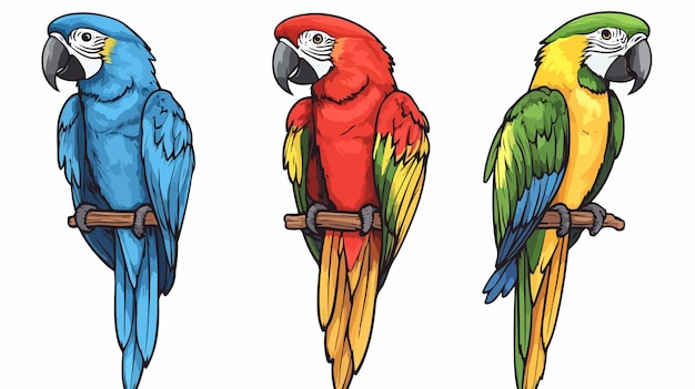 Vector cute doodle animal illustration for macaw parrot stock image