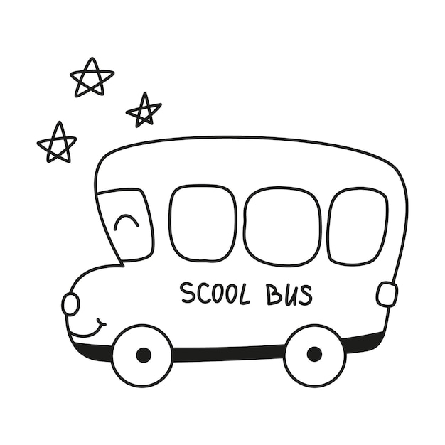 cute doodle bus hand drawn school bus cute school bus car van bus truck transport vehicle