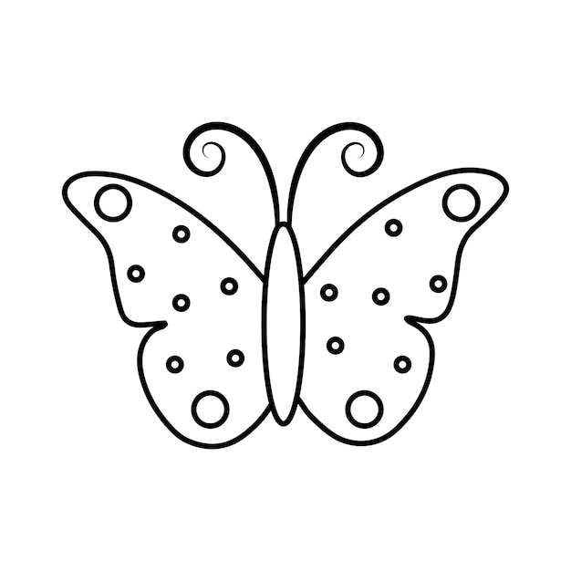 Cute doodle buttefly Vector linear illustration