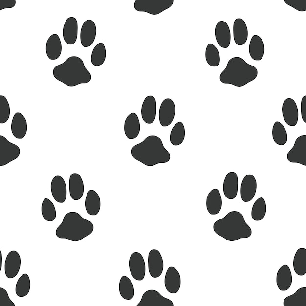 Cute doodle cat or dog paws print seamless pattern neutral animal cat dog hand drawn background