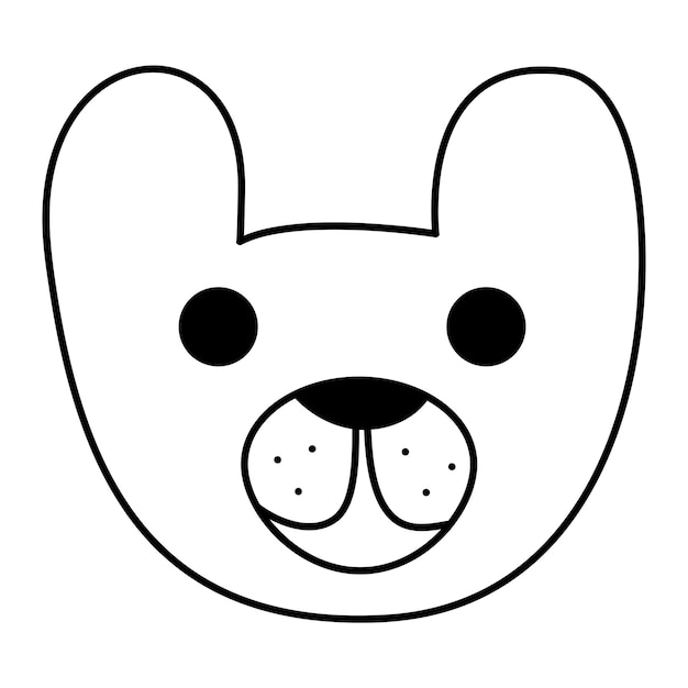 Cute doodle dog face from the collection of girly stickers Cartoon vector white and black illustration