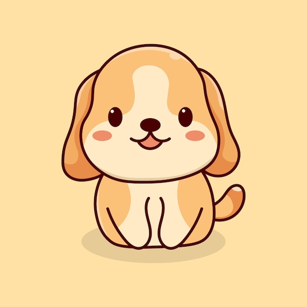 Cute Doodle Dog Sitting Cartoon Character Illustration