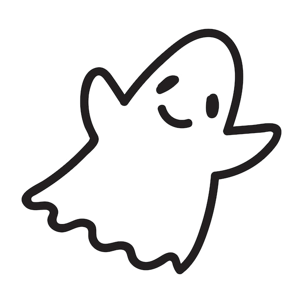 Cute doodle ghost character. Happy Halloween ghost cartoon vector illustration. Party card invitation print, shirt or product print, sticker design