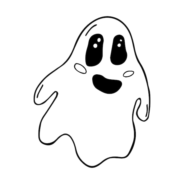 Cute doodle hand drawn line art ghost halloween