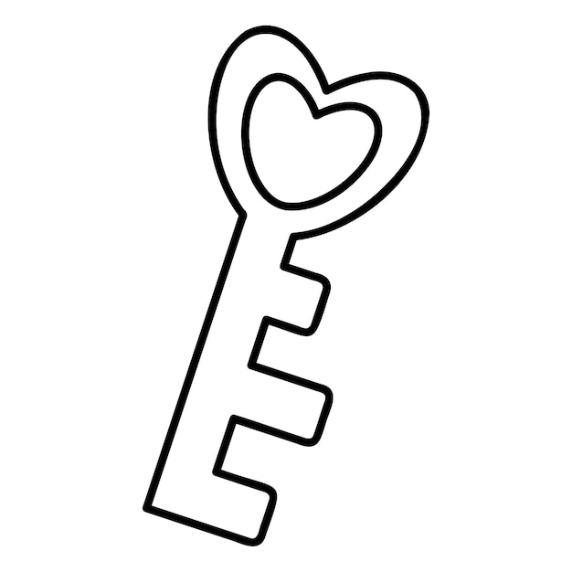 Cute doodle key2 from the collection of girly stickers Cartoon white and black vector illustration