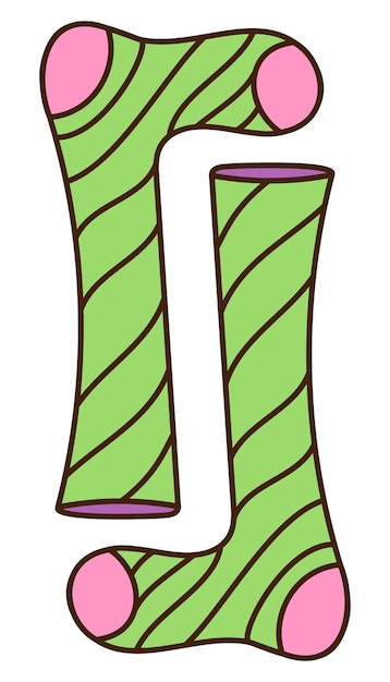 Cute doodle a pair of striped socks from the collection of girly stickers Cartoon color vector illustration