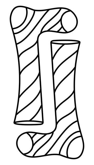 Cute doodle a pair of striped socks from the collection of girly stickers Cartoon white and black vector illustration