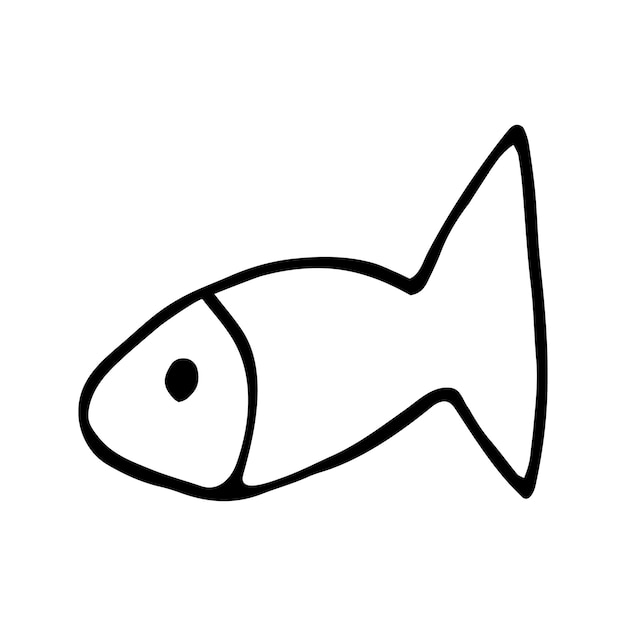 Cute doodle single fish Underwater world for child coloring book and summer design