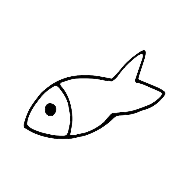 Cute doodle single fish Underwater world for child coloring book and summer design