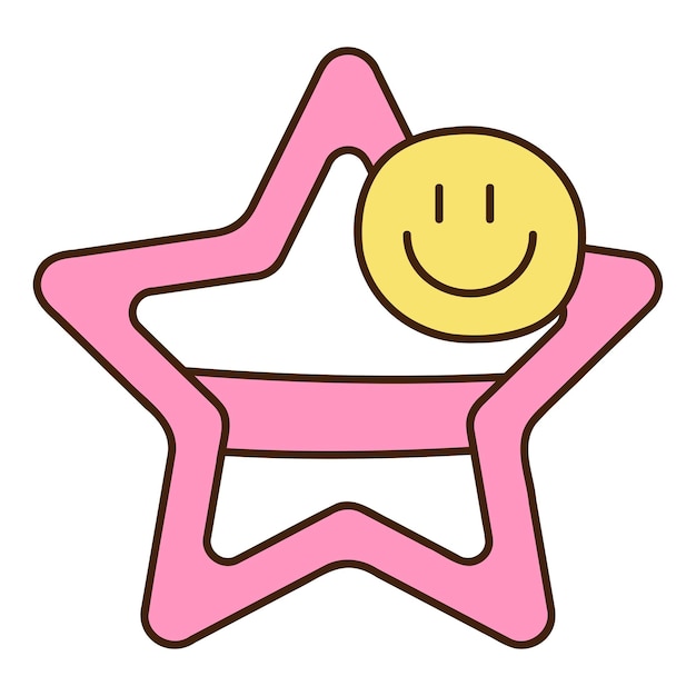 Cute doodle star shape barrette from the collection of girly stickers Cartoon color illustration