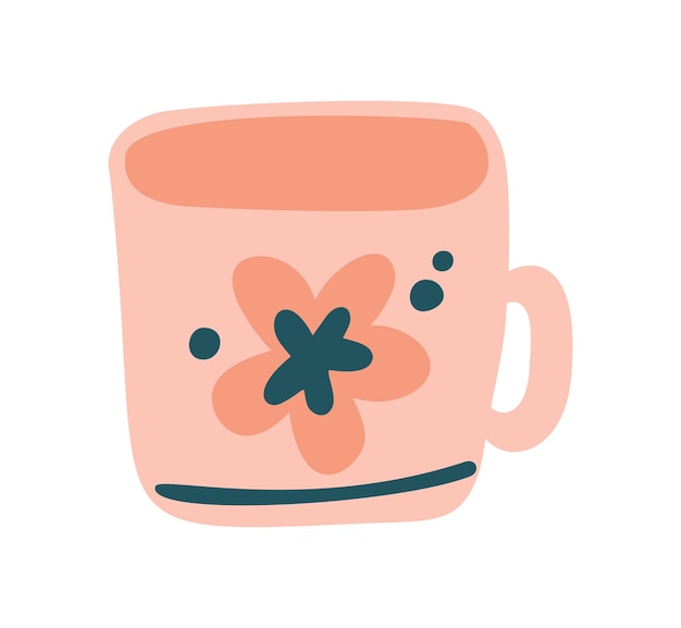 Cute doodle vector scandinavian cup for tea coffee and other hot drinks Children illustration