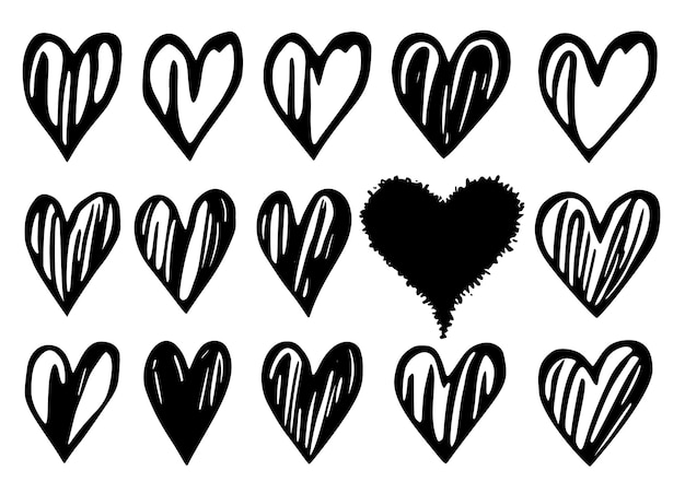 A cute doodlestyle handdrawn icon of a black heart symbolizing love