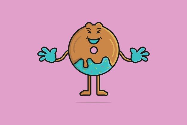 Cute Doughnut Cartoon Character vector illustration Food objects icon concept