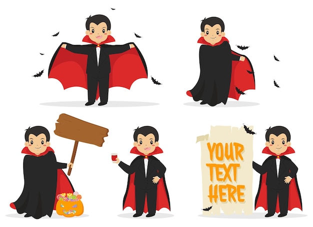 Cute Dracula and Halloween elements vector set