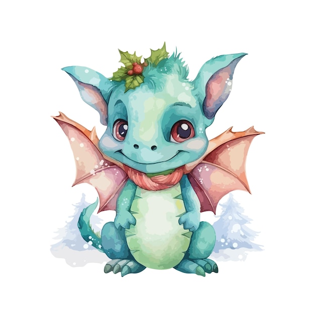 Cute dragon clipart isolated vector illustration