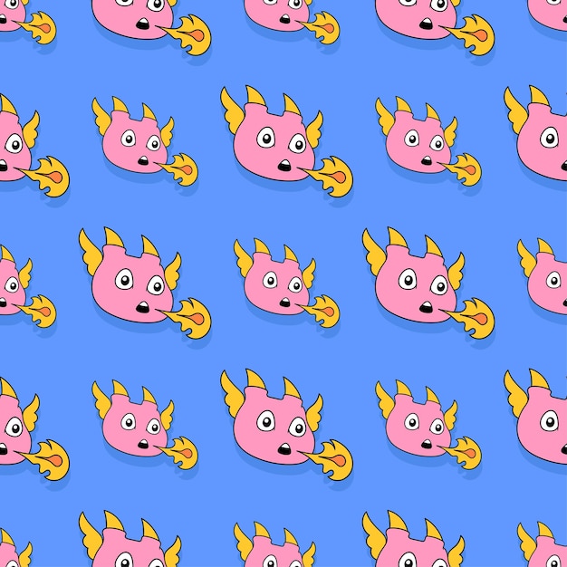 Cute dragon kid seamless repeat pattern. background vector illustration.