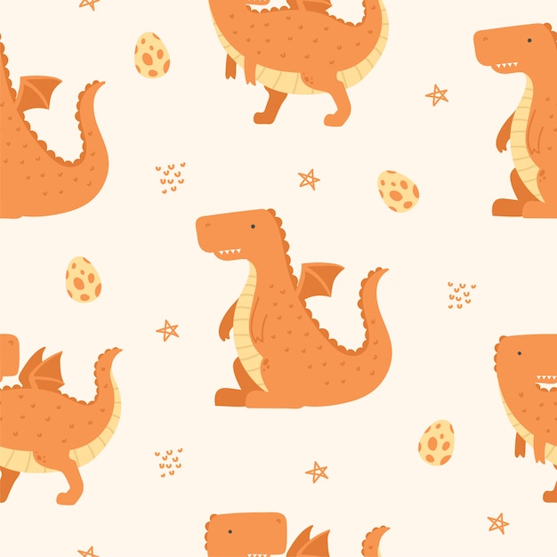 Cute Dragon Seamless Pattern for Wallpaper