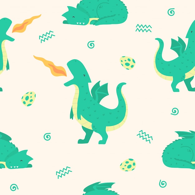 Cute Dragon Seamless Pattern for Wallpaper