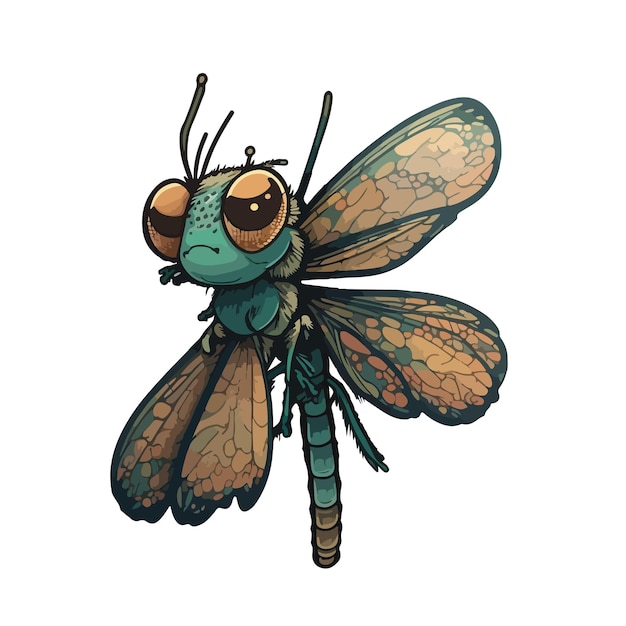 Cute dragonfly cartoon style