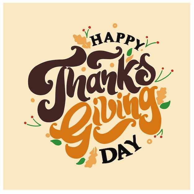 Cute drawing lettering happy Thanksgiving day illustration