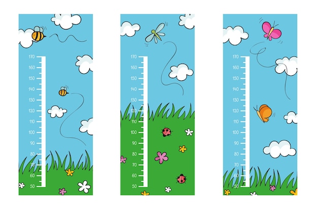 Cute drawn height meters collection illustrated