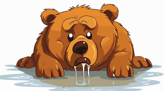 Cute Drooling Teddy Bear Cartoon Vector Illustration