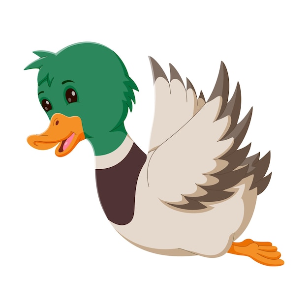 Cute duck cartoon flying Happy duck cartoon Vector illustration