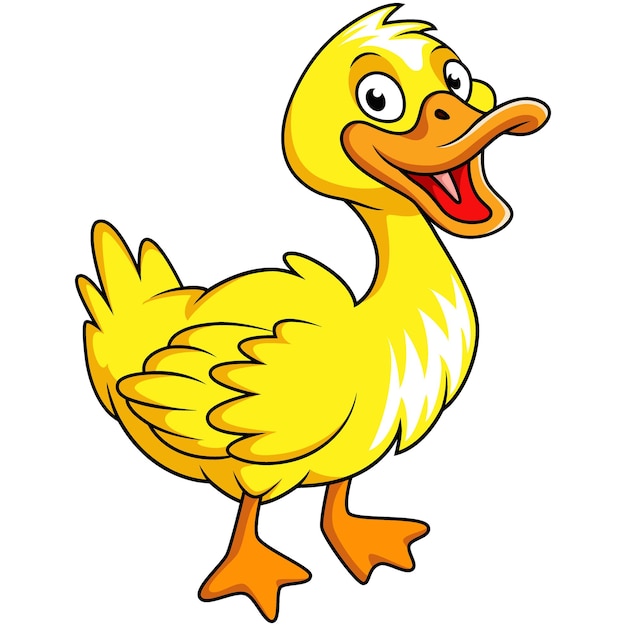 Cute duck cartoon on white background