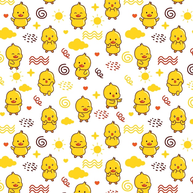 Cute duck seamless pattern design illustration animal background