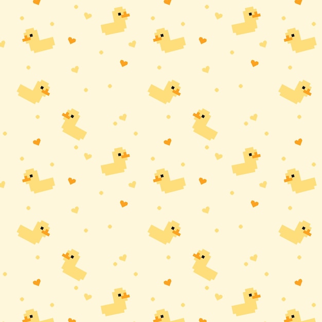 cute duck seamless pattern pixel art duck pattern