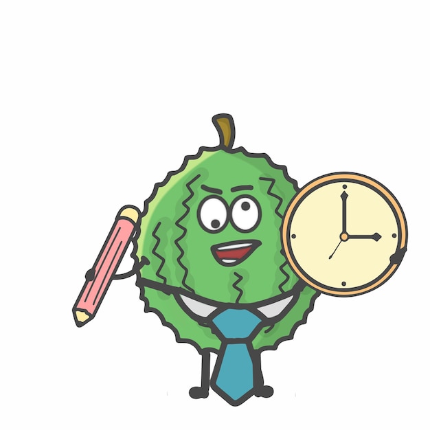 Cute Durian Activity Character Flat Cartoon Vector Design Illustration