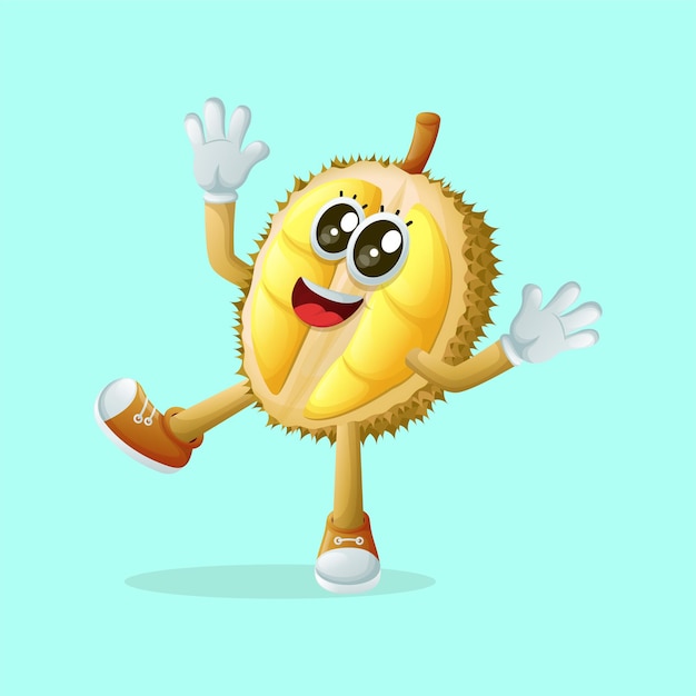 Cute durian character smiling with a happy expression