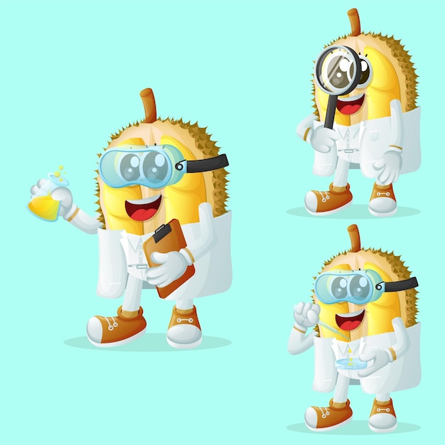 Cute durian characters as scientists