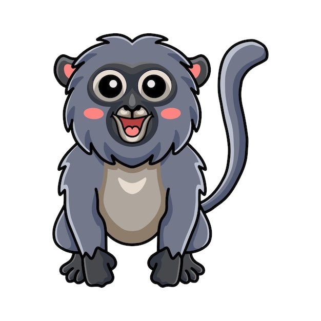 Cute dusky leaf monkey cartoon sitting