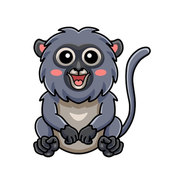 Cute dusky leaf monkey cartoon sitting