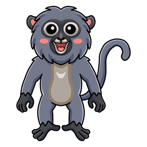 Cute dusky leaf monkey cartoon standing