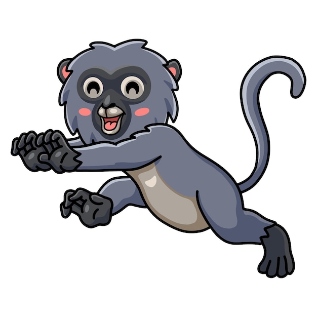 Cute dusky leaf monkey cartoon walking